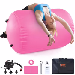 Tapis de gymnastique - VEVOR - Rouleau Gonflable de Gymnastique Cylindre de Yoga avec Pompe Gym Rose 60 x 60 x 123 cm