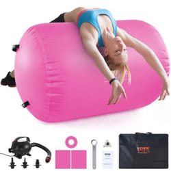 Tapis de gymnastique - VEVOR - Rouleau Gonflable de Gymnastique Cylindre de Yoga avec Pompe Gym Rose 60 x 60 x 123 cm