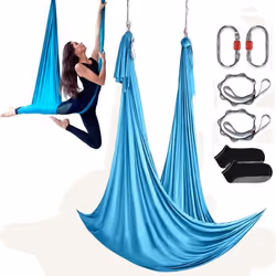Hamac de yoga en plein air-VEVOR-bleue5x28m-100 g-m² Charge 1000 kg-Vol aérien antigravité-Fitness Musculation Pilates Gym Ma ...