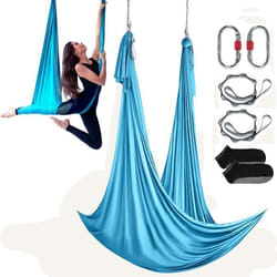 Hamac de yoga en plein air-VEVOR-bleue5x28m-100 g-m² Charge 1000 kg-Vol aérien antigravité-Fitness Musculation Pilates Gym Maison