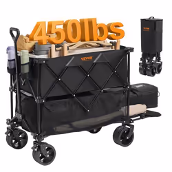 Chariot Pliable-VEVOR-1320x565x1065mm-Roues Tout Terrain Porte-Boissons Chariot de Sport Robuste-pour CampingShopping-Noir