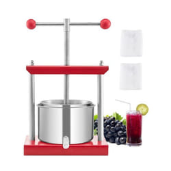 Pressoir à Fruits Manuel-VEVOR-3 L-Presse à Vin avec 2 Barils-Acier Inoxydable-avec Poignée en T
