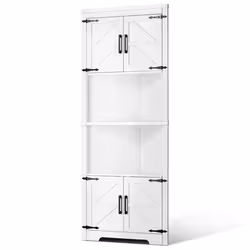 Armoire de Rangement dangle Bibliothèque-VEVOR-haute 171 cm-Meuble dangle à 6 Niveaux-avec 4 Portes en Bois et Étagères Régla ...