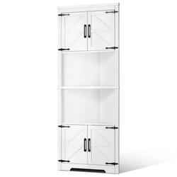 Armoire de Rangement dangle Bibliothèque-VEVOR-haute 171 cm-Meuble dangle à 6 Niveaux-avec 4 Portes en Bois et Étagères Réglables