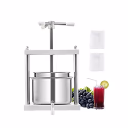 Pressoir à Fruits Manuel-VEVOR-5 L-Presse à Vin avec 2 Barils-Acier Inoxydable-avec Poignée Triangulaire