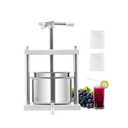 Pressoir à Fruits Manuel-VEVOR-5 L-Presse à Vin avec 2 Barils-Acier Inoxydable-avec Poignée Triangulaire