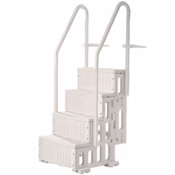 Escalier de Piscine en Plastique avec 2 Rampes-VEVOR-4 Marches Antidérapantes-Escaliers pour Piscines Creusées 122-137 cm