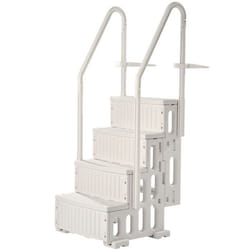 Escalier de Piscine en Plastique avec 2 Rampes-VEVOR-4 Marches Antidérapantes-Escaliers pour Piscines Creusées 122-137 cm