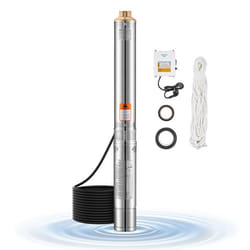 Pompe Immergée pour Puits Profond-VEVOR-550 W-Pompe à eau en Acier inox-Débit 65 L/min-Hauteur de 85m-avec Cordon 20 m