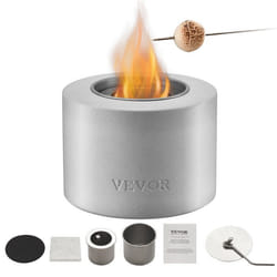 Foyer de Table-VEVOR-Φ127 x 108 mm-Cheminée au Bioéthanol Portable avec Couvercle dextincteur-pour Camping Terrasse-Gris Clair