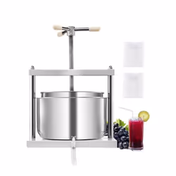 Pressoir à Fruits Manuel-VEVOR-12 L-Presse à Vin avec 2 Barils en Acier Inoxydable-avec Poignée Triangulaire