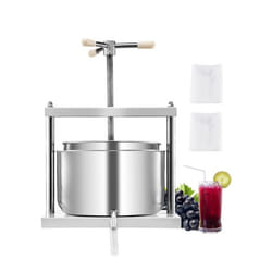 Pressoir à Fruits Manuel-VEVOR-12 L-Presse à Vin avec 2 Barils en Acier Inoxydable-avec Poignée Triangulaire