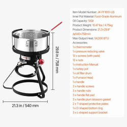 Friteuse à Poisson et Ailes 935 L-VEVOR-Friteuse Extérieure pour Fruits de mer avec Thermomètre-pour Cour Camping