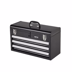 Boîte à Outils Métal-VEVOR-520 mm-Caisse à Outils Acier Portable avec 3 Tiroirs Coulissants Roulement à Billes-Noir