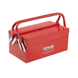 Boîte à Outils Métal 3556 mm-VEVOR-Caisse à Outils 2 Niveaux Organisateur Coffre Outils Pliable 2 Plateaux Couvercle Rabattable