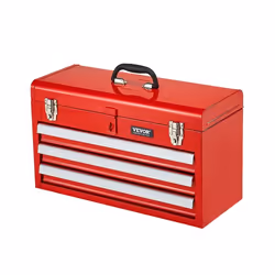 Boîte à Outils Métal-VEVOR-520 mm-Caisse à Outils Acier Portable avec 3 Tiroirs Petit Coffre Outillage-Rouge