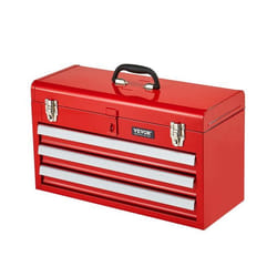 Boîte à Outils Métal-VEVOR-520 mm-Caisse à Outils Acier Portable avec 3 Tiroirs Petit Coffre Outillage-Rouge