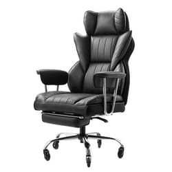 Chaise de Bureau-VEVOR-Repose-pieds Hauteur Réglable Coussin Lombaire-Fauteuil de Direction Ergonomique-Noir