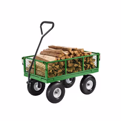 Chariot de Jardin Transport-VEVOR-Charge 308 kg-avec Pneus 330 mm-Côtés Amovibles en Maille-Poignée Rotative 180°