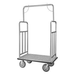 Chariot à Bagages Hôtel-VEVOR-544 kg-Chariot à Plate-forme de Concierge Finition Inox Brossé-avec Moquette Grise