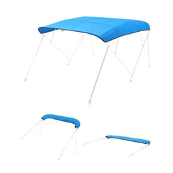 Bimini pour Bateau-VEVOR-4 Arceaux-243 cm-Taud de Soleil Imperméable avec Toile en Polyester 600D-Bleu Pacifique