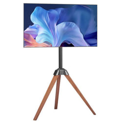 Support TV Trépied-VEVOR-pour Écrans Plats/Incurvés 1016-1651 mm-Support Télé sur Pied Portable-avec Pieds en Chêne