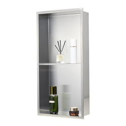 Niche Douche Encastrable-VEVOR-102x33x635 cm-Niche Murale en Acier Inoxydable Double Niveau-Étagère Salle Bain Moderne Étanche