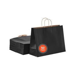 Sac Papier Kraft-VEVOR-Lot de 50-Sac Cadeau avec Poignées-406x152x308 mm-Réutilisables-Noir