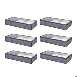 Sacs de Rangement sous Lit 6 Pièces de 90 L-VEVOR-Organisateur de Chaussures sous le Lit avec Couvercles Transparents