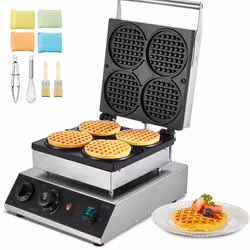 Gaufrier à Cornet de Glace Commercial 1750 W-VEVOR-Capacité 4PCs-avec Contrôle de la Température et du Temps