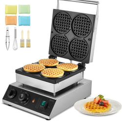 Gaufrier à Cornet de Glace Commercial 1750 W-VEVOR-Capacité 4PCs-avec Contrôle de la Température et du Temps