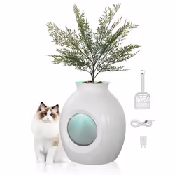 Bac à Litière Caché pour Chat avec Plante Artificielle et Pelle-VEVOR-Système Intelligent Contrôle des Odeurs Grande Entrée 2 ...
