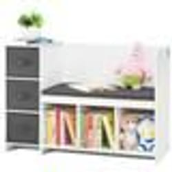 Banc de Lecture pour Enfants-VEVOR-Banc de Rangement à 6 Compartiments avec 3 Tiroirs-pour Salle de Jeux Chambre-Blanc