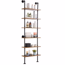 Étagère Industrielle Carrée en Forme de Tuyau-VEVOR-6 Niveaux-61 x 254 cm-Cuisine Chambre à Coucher Salle de Bain-Noir