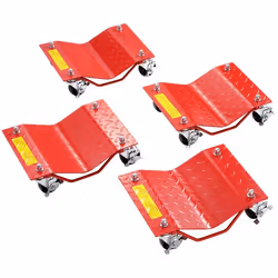Chariot de Manutention de Voiture 4PCs-VEVOR-Chariot Déplace Voiture en Acier avec Roues-Rouge