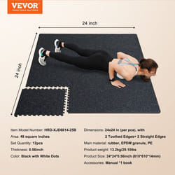 Tapis de Sol de Salle de Sport-VEVOR-45 m²-Tapis de Gymnastique à Emboîter pour Salle de Sport Maison Garage-Noir et Blanc