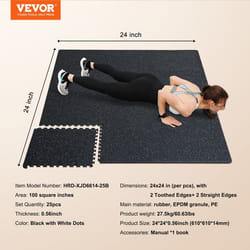 Tapis de Sol de Salle de Sport-VEVOR-Tapis de Gymnastique à Emboîter pour Salle de Sport Maison Garage-Noir et Blanc