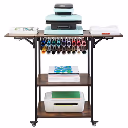 Table de Presse à Chaud à 3 Niveaux-VEVOR-Support de Presse à Chaud Mobile avec Roulettes-avec Support de Rouleau de Vinyle