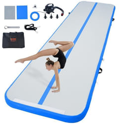 Tapis de gymnastique gonflable - VEVOR - 3980x1010x100 mm 4 m Piste dAcrobatie avec Pompe ÉlectriqueBleupour Usage Domestique