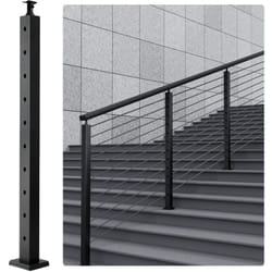Poteau de rampe deescalier a cable, 91,4x5x5 cm, poteau de garde-corps a trous inclines 30°, 10 trous pre-perces, poteau de rail acier inoxydable