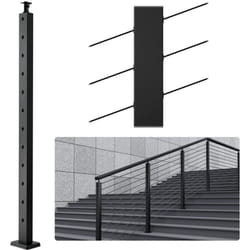 Poteau de rampe deescalier a cable, 106,7x2,5x5 cm, poteau de garde-corps trous inclines 30°, 12 trous pre-perces, poteau de rail acier inoxydable