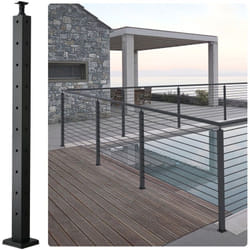 Poteau de garde-corps deangle a cable, 91,4x5x5 cm, poteau de rambarde 10 trous pre-perces en forme de l, poteau de rail terrasse acier inoxydable