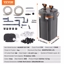 Filtre daquarium 1000 L/H-VEVOR-11W-Filtre de Puissance Submersible avec Fonctions Multiples pour Aquariums