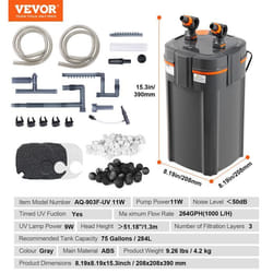 Filtre daquarium 1000 L/H-VEVOR-11W-Filtre de Puissance Submersible avec Fonctions Multiples pour Aquariums