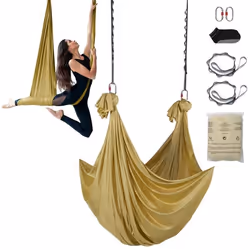 Hamac de yoga aérien-VEVOR-Doré4x28 m-100 g-m² Charge 1000kg-Vol Anti-gravité dAir-Fitness Musculation Pilates Gym Maison Stu ...