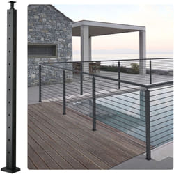 Poteau de garde-corps deangle a cable, 106,7x2,5x5 cm, poteau de rambarde 12 trous pre-perces en forme l, poteau de rail terrasse acier inoxydable