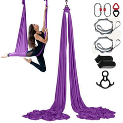 Yoga Anti-gravité Hamac-VEVOR-violet8x28m-100 g-m² Charge 1000kg-Vol Anti-gravité dAir-Fitness Musculation Pilates Gym Maison