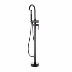 Robinet de Baignoire sur Pied Noir Mat-VEVOR-Mitigeur de Douche Montage au Sol Remplissage de Baignoire sur Pied