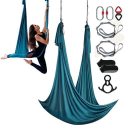 Hamac Yoga Aérien-VEVOR-verte10x28m-100g-m² Charge1000kg Vol Anti-gravité dAir-Fitness Musculation Pilates Vert Foncé Gym Maison