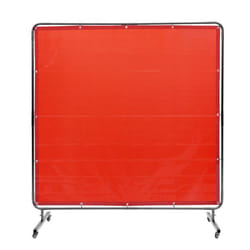 Rideau de Soudage avec Cadre-VEVOR-Paravent-Écran Rideau de Protection pour Soudure Vinyle Ignifuge sur 4 Roues-Rouge